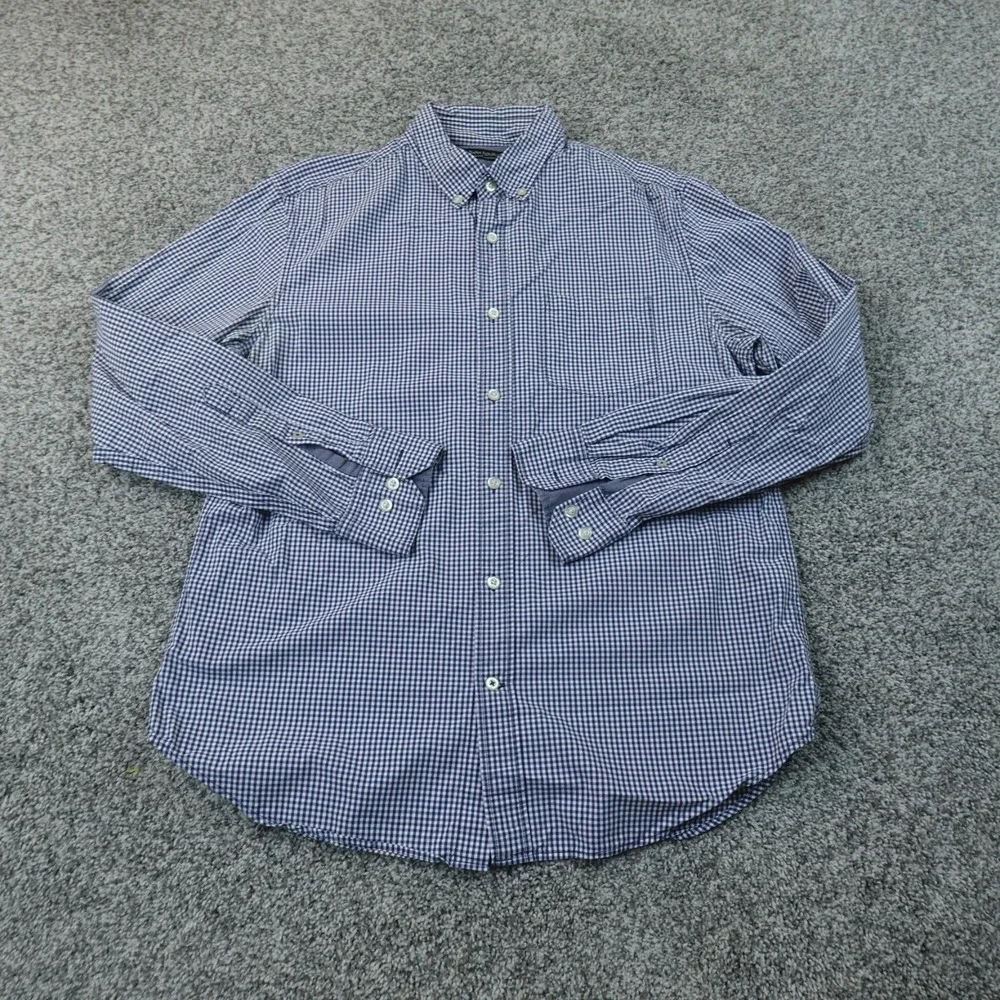 Banana Republic Shirt Mens M Blue Check Button Up Long Sleeve Preppy Casual Top
